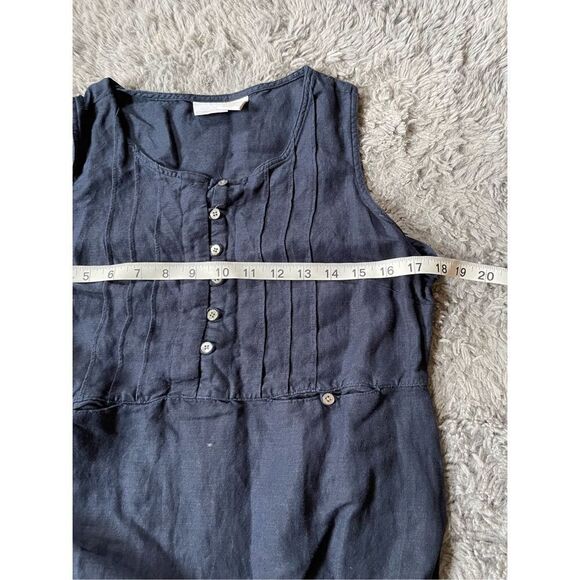 Vintage 90s‎ linen blend navy midi dress size medium - Picture 5 of 8